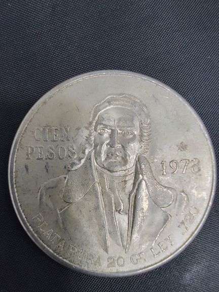 SILVER 1978 Mexican 100 Pesos coin, Morelos Coin