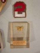 Richard Nixon button, military patch, military presentation piece