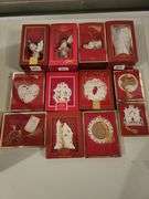 Collection of Lenox Christmas ornaments in the box