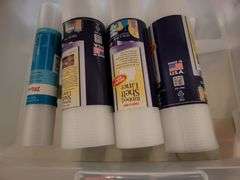 Plastic storage container with shelf liners