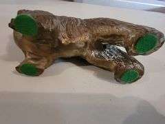 2 dog bookends, and 1 brass dog sculpture