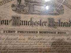 Wilmington Manchester Railroad Company First Preferred Mortgage Bond  May 7, 1866