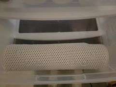 Plastic storage container with shelf liners