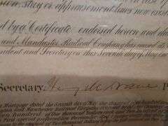 Wilmington Manchester Railroad Company First Preferred Mortgage Bond  May 7, 1866