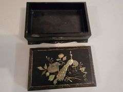 Mother of Pearl inlay jewelry box, clutch purse, tray and more
