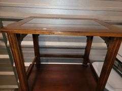 Wood and Glass End Table, missing drawer