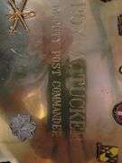 Richard Nixon button, military patch, military presentation piece