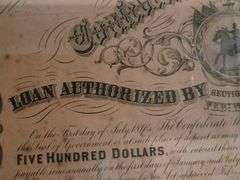 Confederate States of America February 17th, 1864 $500 Loan