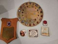Richard Nixon button, military patch, military presentation piece