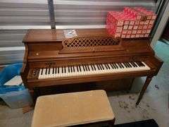 Kimball Consolette Console Player Piano with music and bench