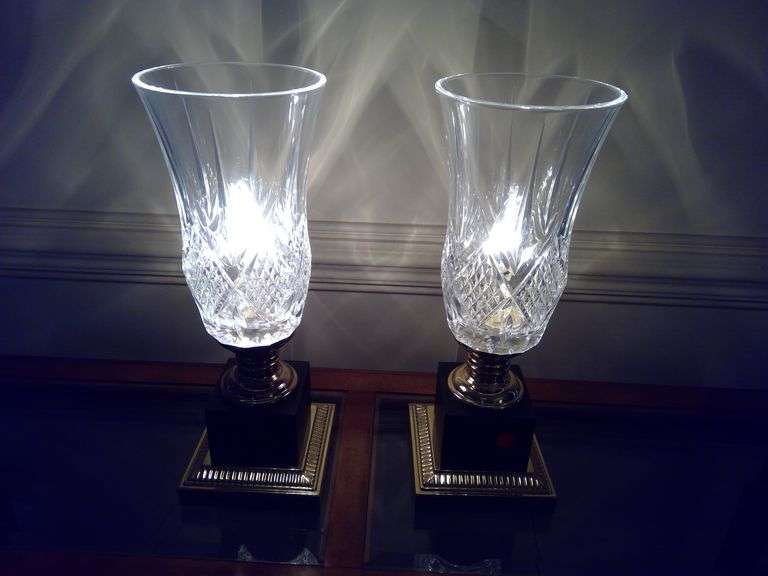 2 Matching Crystal Table-Top Lamps