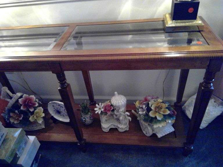 Wooden with Glass Top Entry Way Table