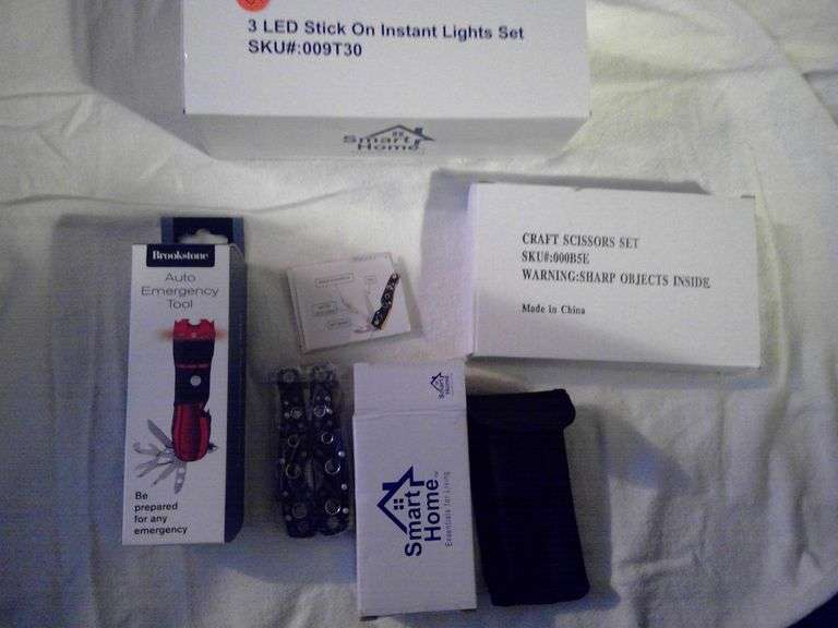 LED Stick On Lights, Auto Emergency Tool, Craft Scissors and more