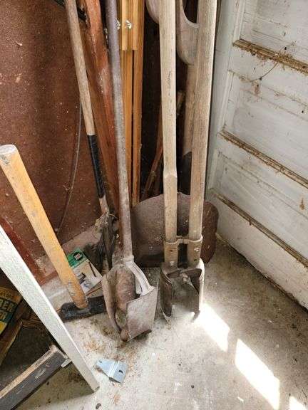 Post Hole Diggers, Sledgehammer, shovels and more