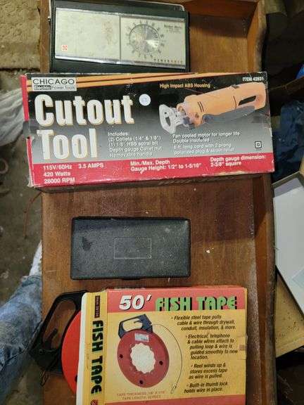 Chicago Cutout Tool, 50' Fish Tape, Panasonic Radar Matic and more