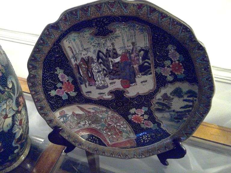 Asian styled decorative plate and vase