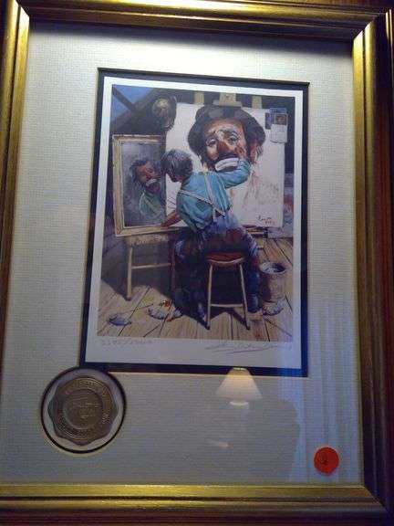 Limited Edition Signed Emmett Kelly Circus Collection Framed Art