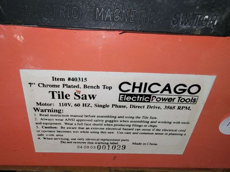 Chicago Tile Saw, Inland Band Saw