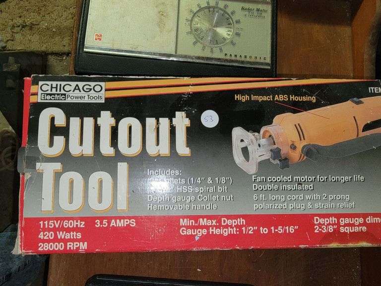 Chicago Cutout Tool, 50' Fish Tape, Panasonic Radar Matic and more