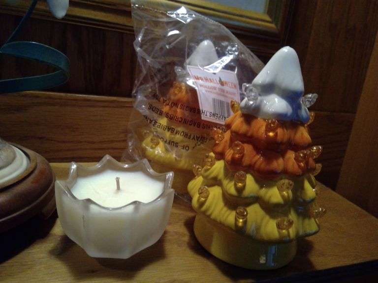 Tiger and Fish Figurines and 4 Small Light up Christmas Trees