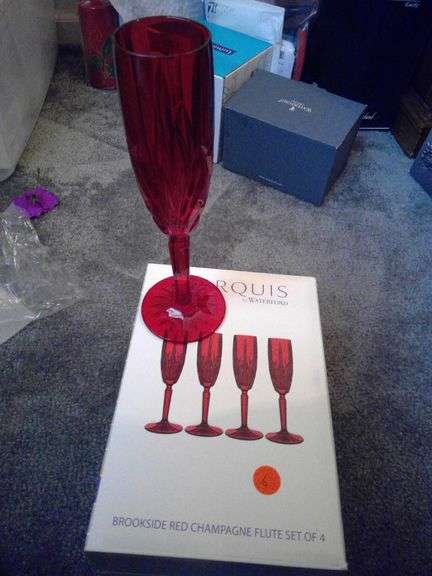 Marquis by Waterford Brookside Red Champagne Flute set of 4