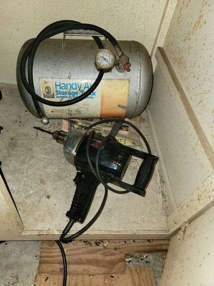 2 Circular Saws, Cummins Heavy Duty Drill, Handy Air Tank