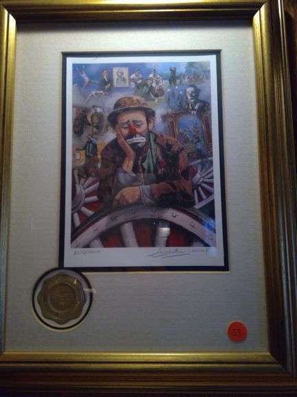 Limited Edition Signed Emmett Kelly Circus Collection Framed Art