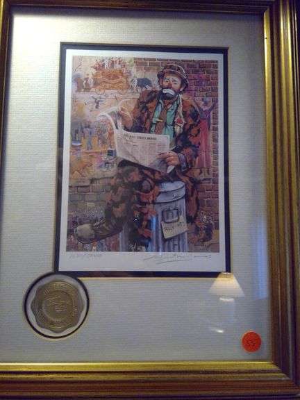 Limited Edition Signed Emmett Kelly Circus Collection Framed Art