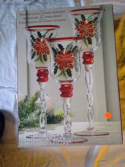 Painted Glass Candle Holders