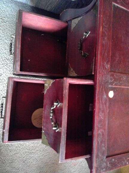 Wooden Asian Styled End Table with Drawers