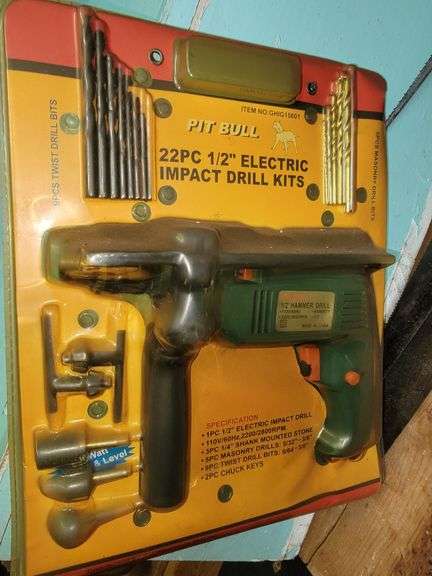 Pit Bull Electric Impact Drill, Old Hand Saws, Hand Drills and more