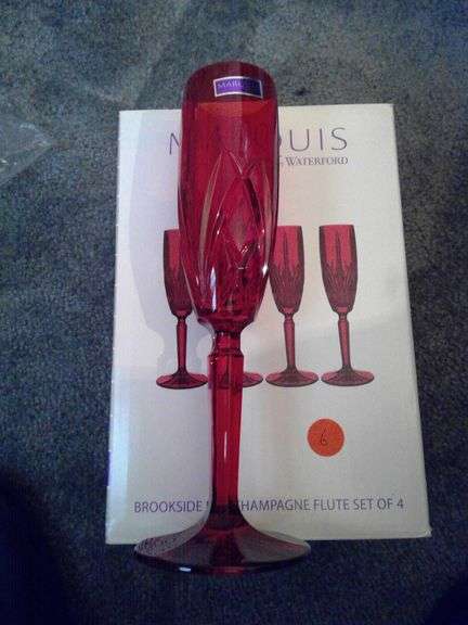 Marquis by Waterford Brookside Red Champagne Flute set of 4