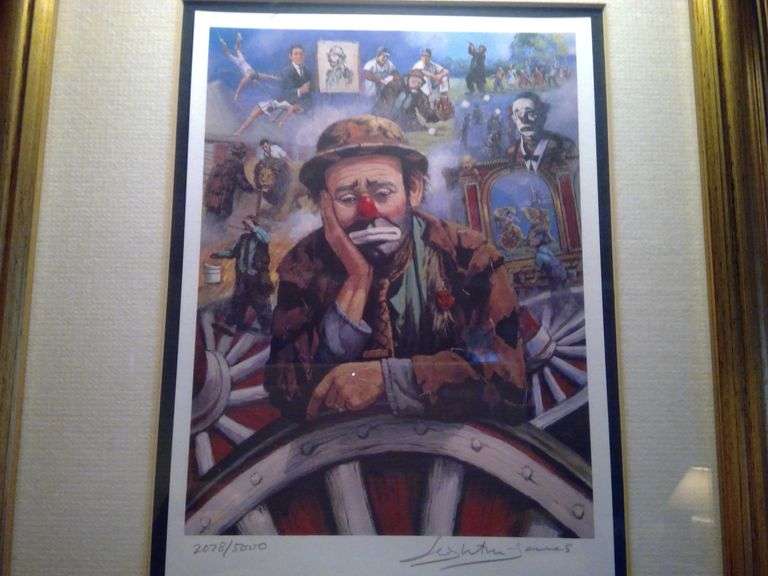 Limited Edition Signed Emmett Kelly Circus Collection Framed Art