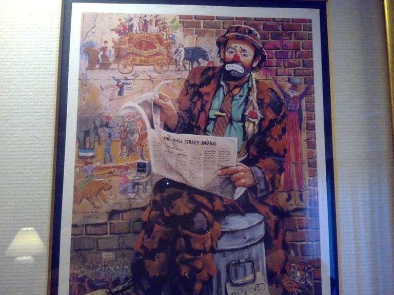 Limited Edition Signed Emmett Kelly Circus Collection Framed Art