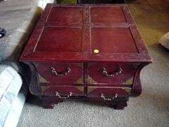 Wooden Asian Styled End Table with Drawers