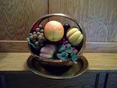 Brass Fruit Bowl, Platter with Fruit