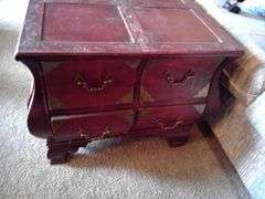 Wooden Asian Styled End Table with Drawers