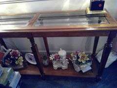 Wooden with Glass Top Entry Way Table