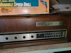 Sears Silvertone FM Stereo, PUMA straight line sander, Traction Cables, Drill and more