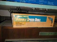 Sears Silvertone FM Stereo, PUMA straight line sander, Traction Cables, Drill and more