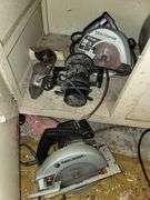 2 Circular Saws, Cummins Heavy Duty Drill, Handy Air Tank