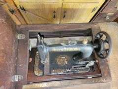 Antique New Home Sewing Machine and Cabinet