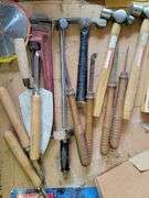 Bucket of New Saw Blades, New Chisels, Hammers and more
