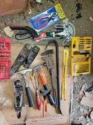 Bucket full of Planers, Drill Bits, Hammers, Crowbar and more