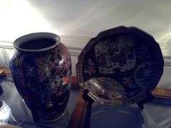 Asian styled decorative plate and vase