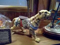 Tiger and Fish Figurines and 4 Small Light up Christmas Trees