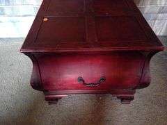 Wooden Asian Styled End Table with Drawers