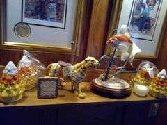 Tiger and Fish Figurines and 4 Small Light up Christmas Trees