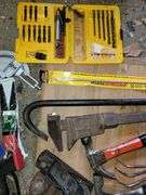 Bucket full of Planers, Drill Bits, Hammers, Crowbar and more
