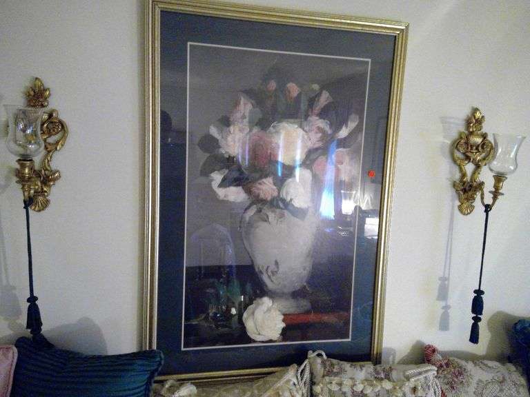 FRAMED WALL ART AND CANDLE HOLDERS
